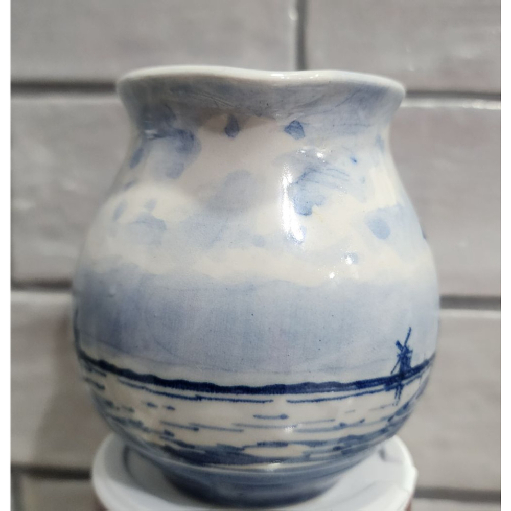 Blue And White Scenic Ceramic Pitcher, Excellent - Picture 4 of 6